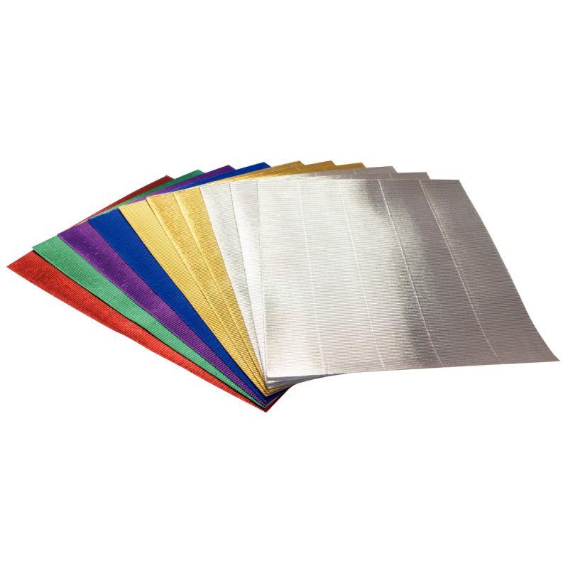 Image de  Paquet de 10 feuilles de carton ondulé métalisé 1 face 25 x 35 cm 