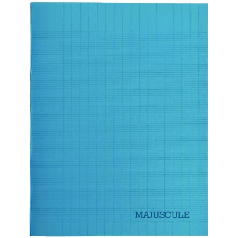 Image de  Piqûre 140 pages MAJUSCULE, format 24x32 cm, papier blanc 90g, seyès, couverture polypropylène bleu 