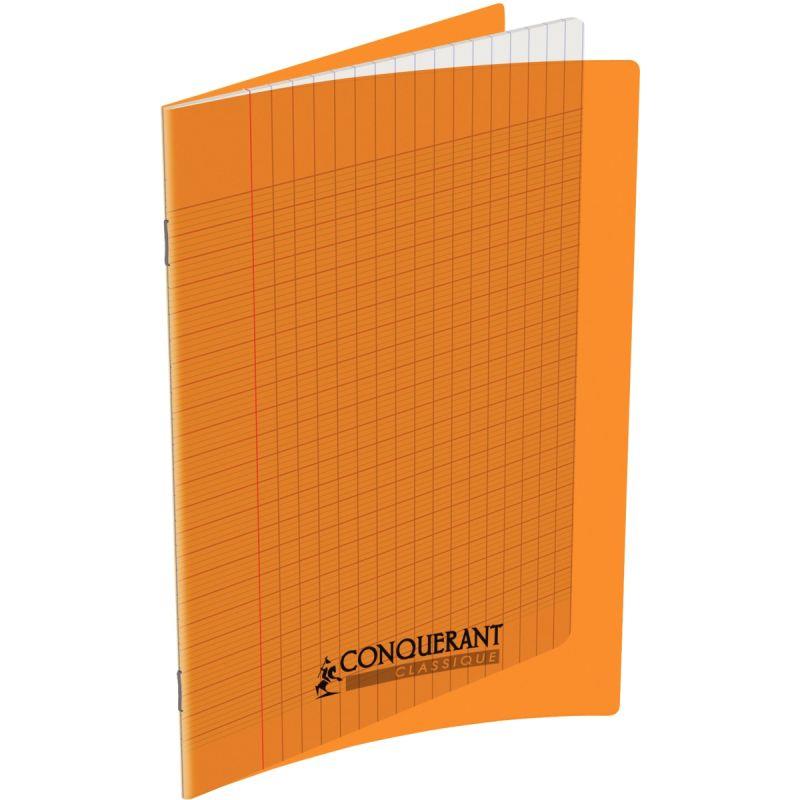 Image de  Piqûre 48 pages CONQUERANT, 17x22 cm, seyès, couv PP orange 