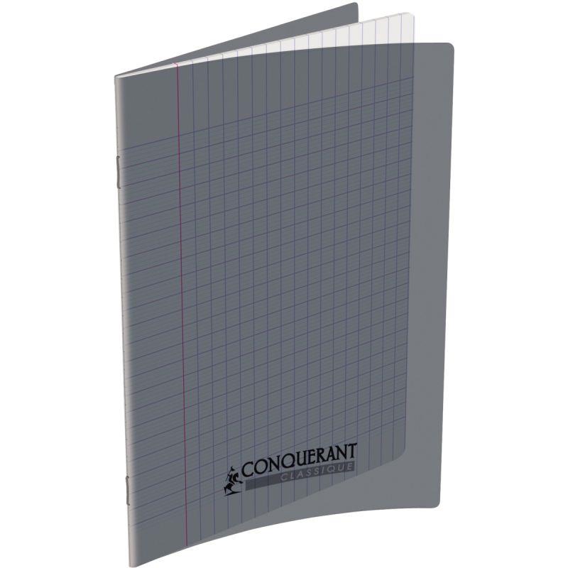 Image de  Piqûre 48 pages CONQUERANT, 17x22 cm, seyès, couv PP gris 