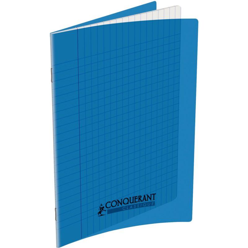 Image de  Piqûre 60 pages CONQUERANT, 17x22 cm, seyès, couv PP bleu 