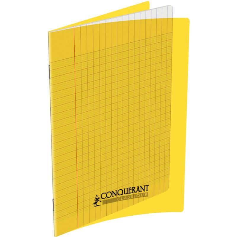 Image de  Piqûre 96 pages CONQUERANT, 17x22 cm, seyès, couv PP jaune 