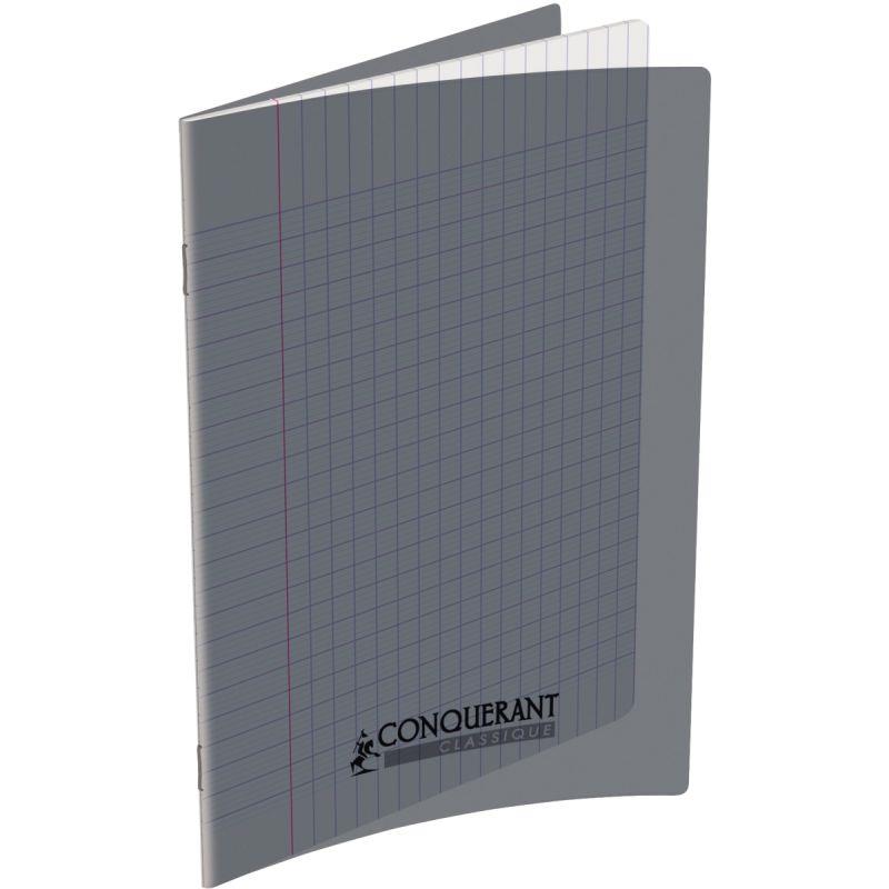 Image de  Piqûre 96 pages CONQUERANT, 17x22 cm, seyès, couv PP gris 