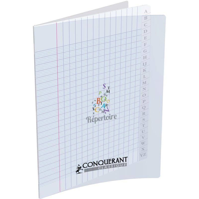 Image de  Répertoire piqué 96 pages CONQUERANT, 17x22 cm, seyès, papier 90g, couv PP incolore 