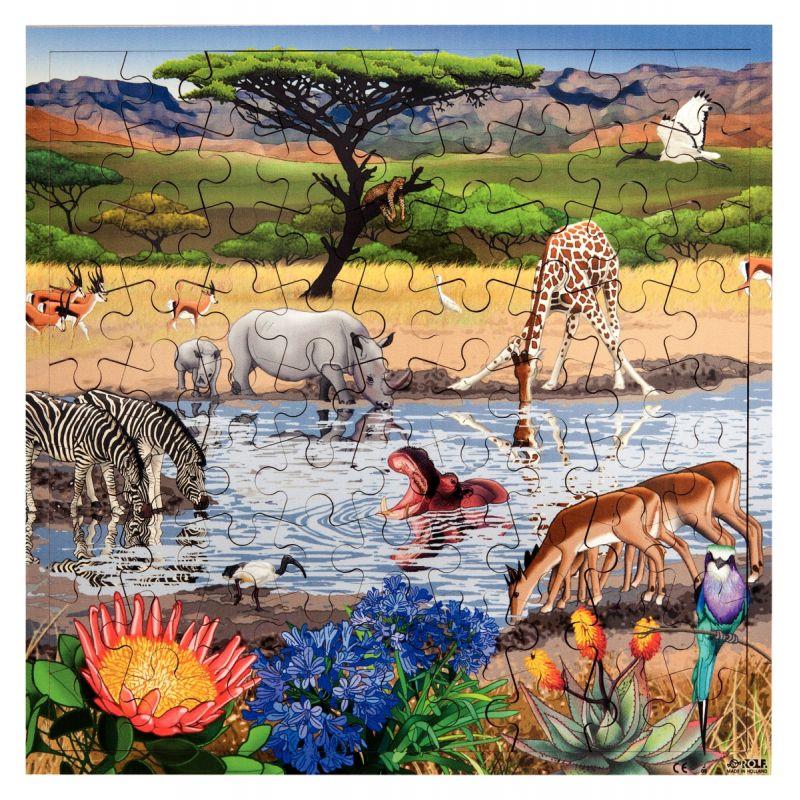 Image de  Puzzle de 81 pièces en bois, la savane africaine 
