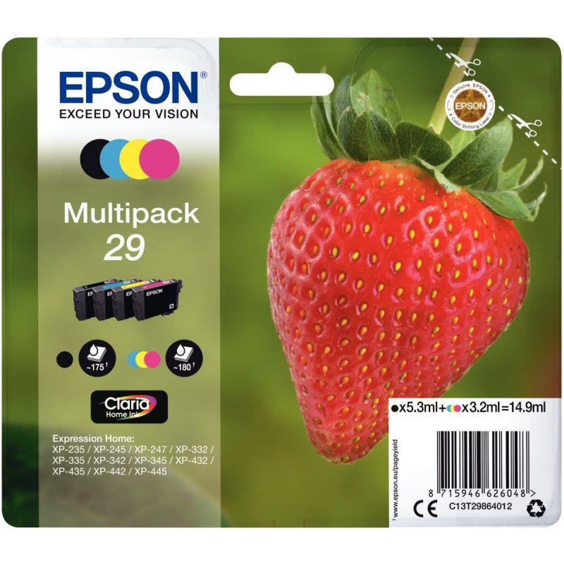 Image de  Epson FRAISE / 29 lot 4 cartouches jet d''encre noire, cyan, magenta, jaune authentique (T298640) 