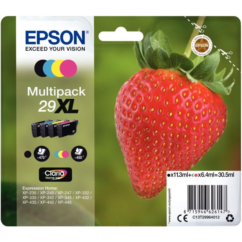 Image de  Epson FRAISE / 29XL lot 4 cartouches encre NCMJ haute capacité authentique T299640 