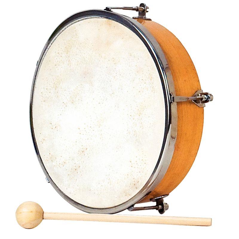 Image de  Tambourin en peau naturelle avec mailloches diamètre 25cm 