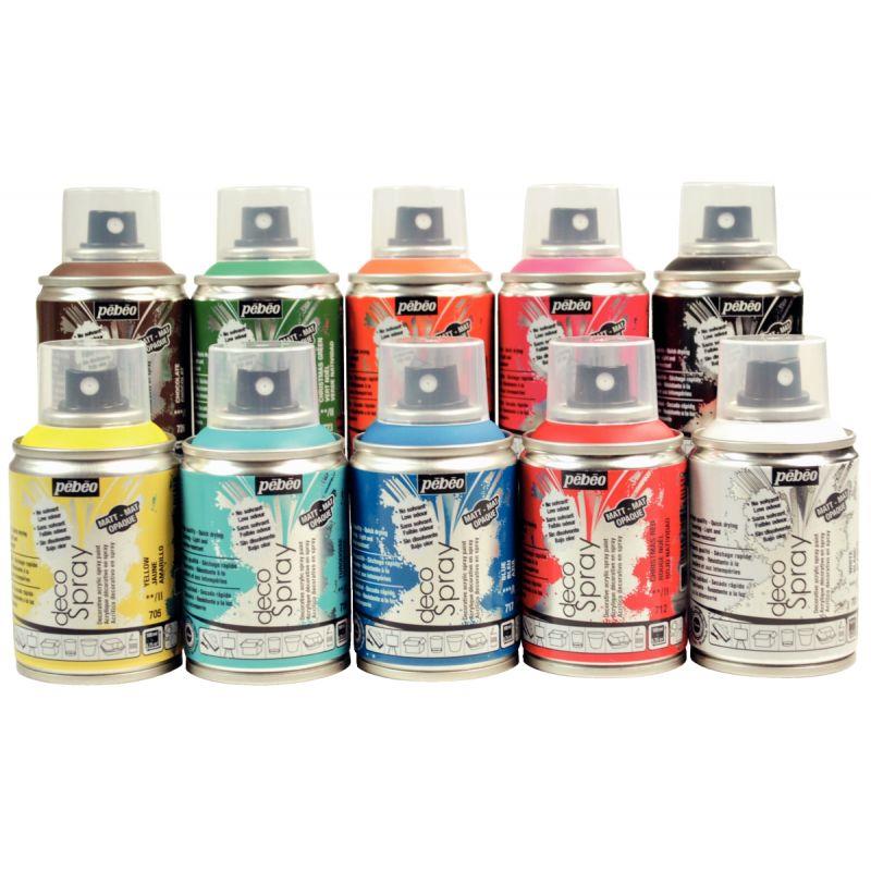 Image de  Lot de 10 sprays 100ml de peinture acrylique 