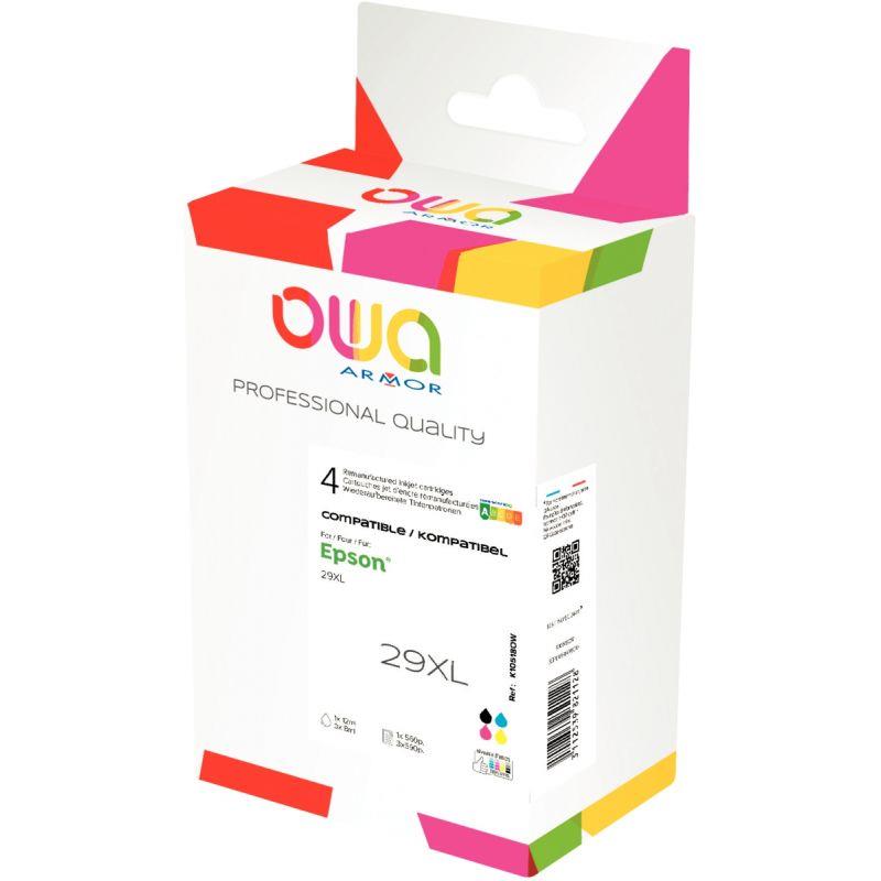 Image de  OWA lot 4 cartouches encre NCMJ haute capacité remanufacturées compatibles Epson FRAISE T299640 