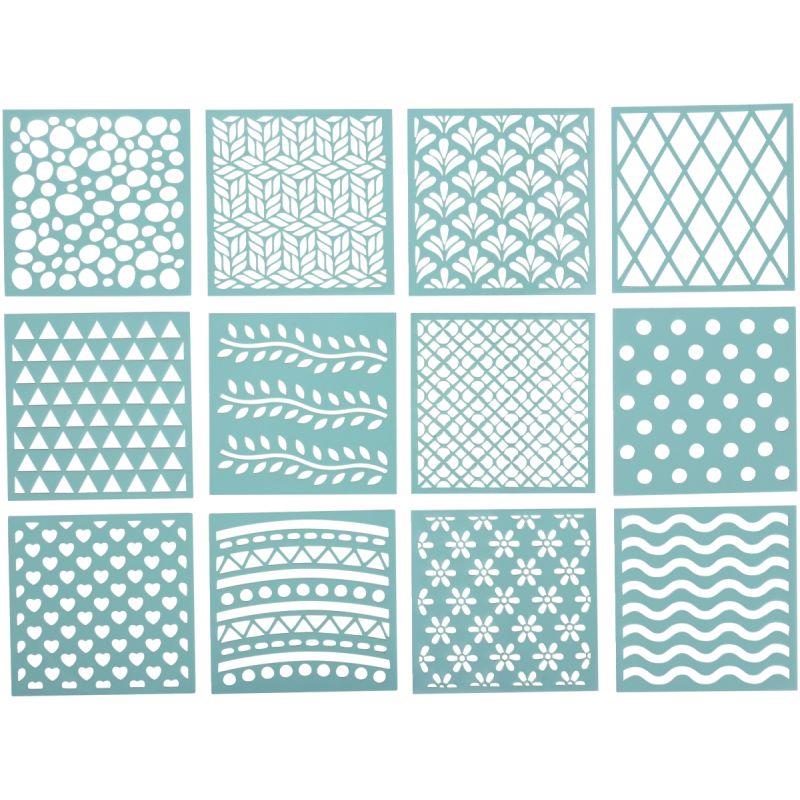 Image de  Lot de 12 pochoirs carrés décoratifs 