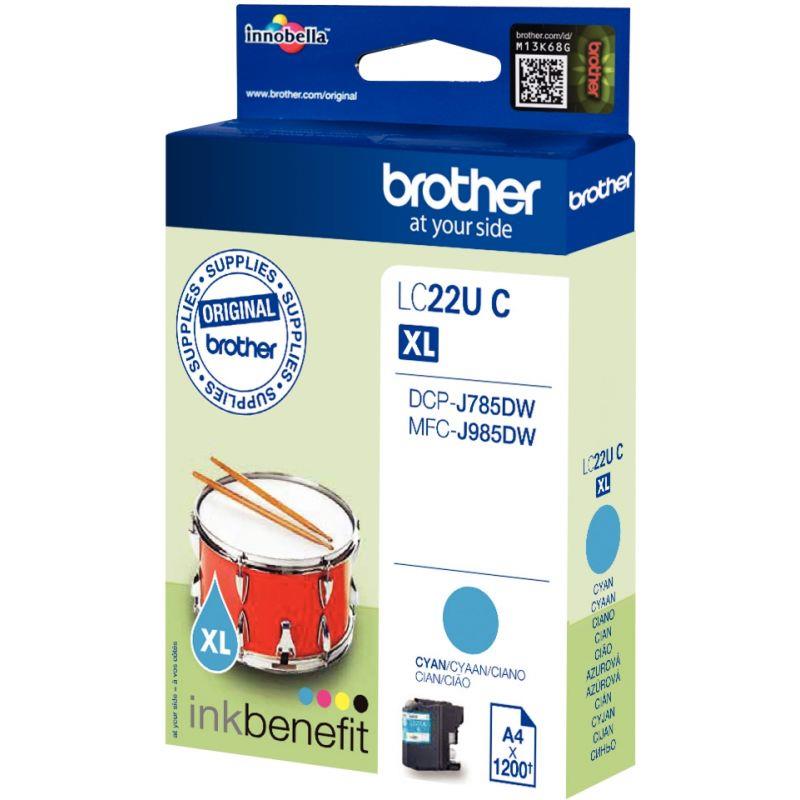 Image de  Brother TAMBOUR cartouche jet d''encre cyan ultra haute capacité authentique (LC22UC) 