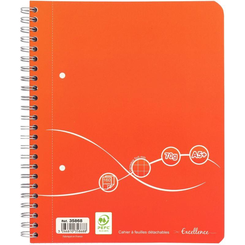 Image de  Cahier à reliure intégrale 160 pages EXCELLENCE, format A5+, quadrillé 5x5, papier 70g 