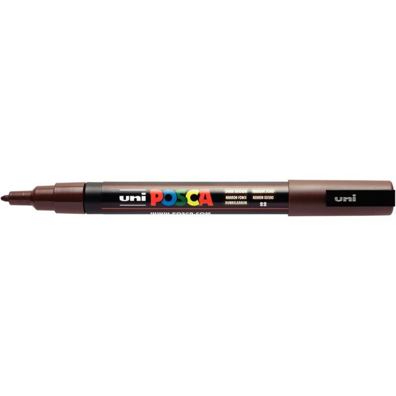 Image de  Marqueur Posca pointe fine ogive marron foncé 