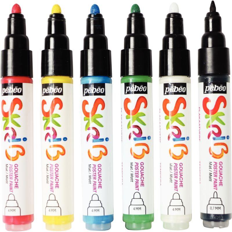 Image de  Set de 6 marqueurs gouache basique 