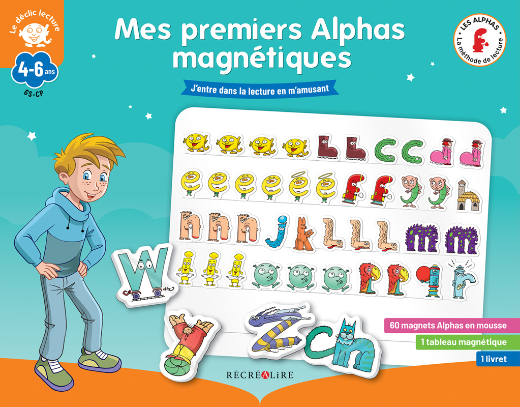 Ref. 3700686104234, Mes premiers alphas magnétiques déclic lecture, marque RECREALIRE