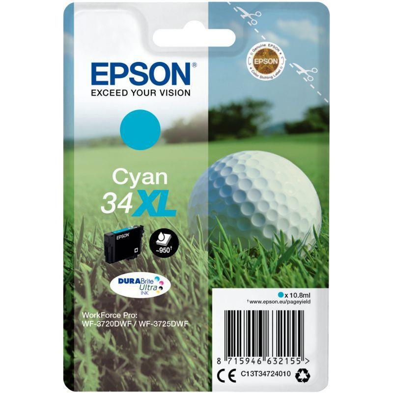 Image de  Epson BALLE DE GOLF / 34XL cartouche jet d''encre cyan haute capacité authentique (T347240) 