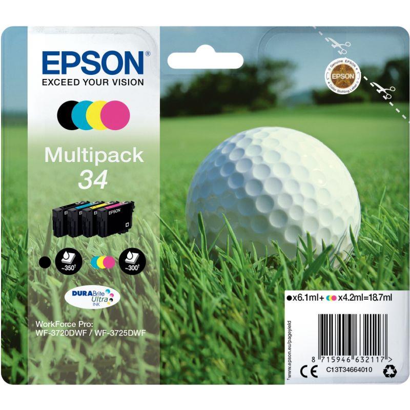 Image de  Epson BALLE DE GOLF / 34 lot 4 cartouches encre noire, cyan, magenta, jaune authentique T346640 