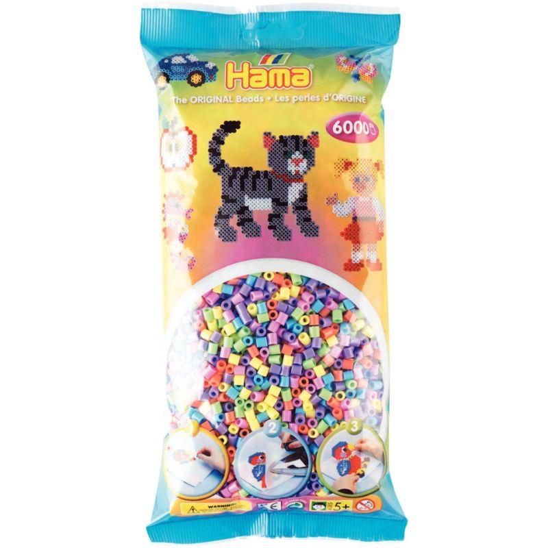 Image de  Sachet de 6 000 perles Hama à repasser taille midi pastel 