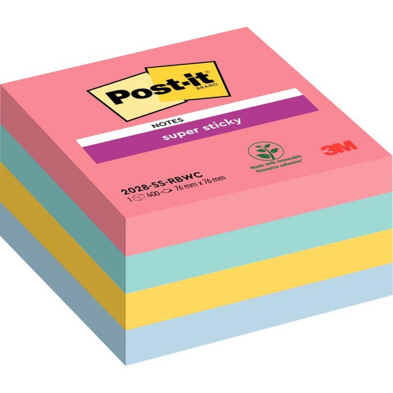 Image de  Cube de 440 feuilles de notes post-it super sticky 76x76mm coloris assortis 