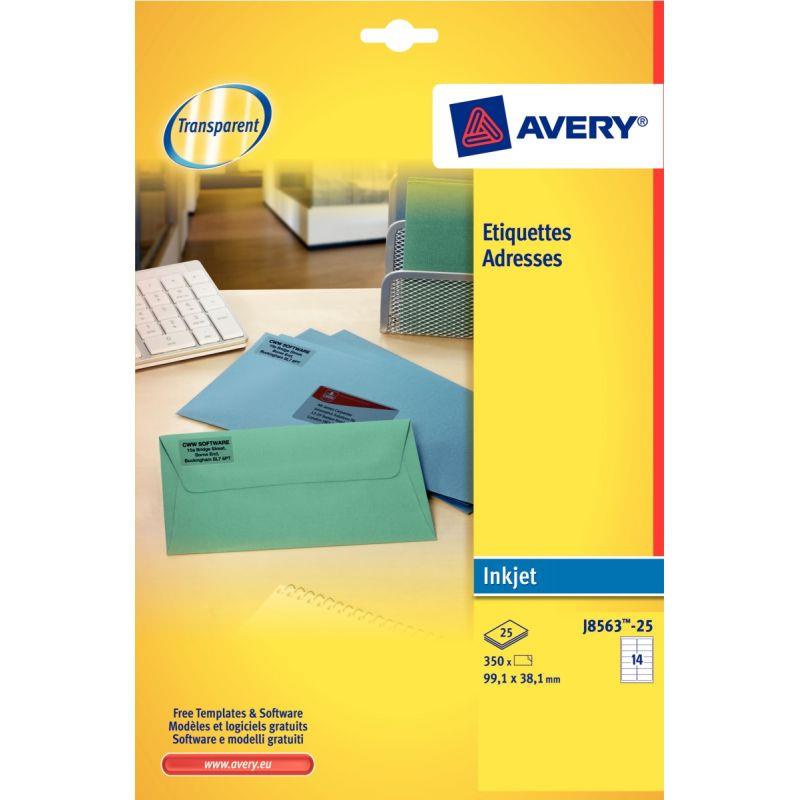 Image de  Pochette de 400 étiquettes transparentes laser 99,1x33,9mm 