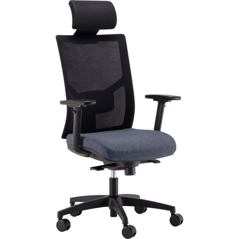 Image de  Fauteuil Eleganze avec tétière dos noir/assise bleu 