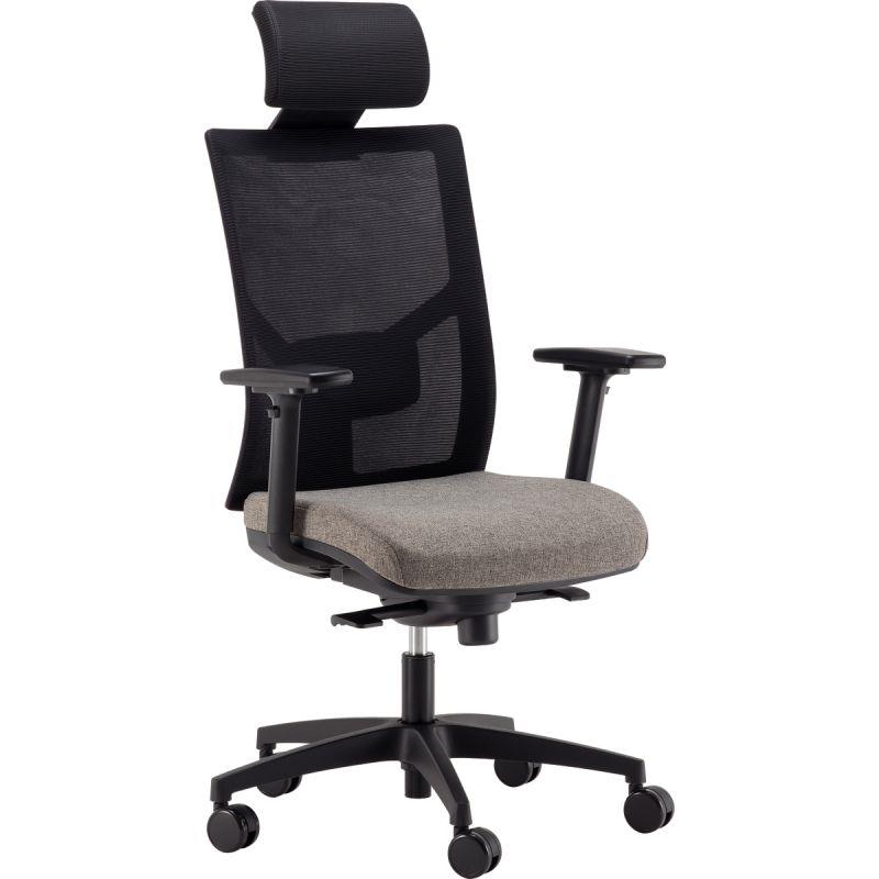 Image de  Fauteuil Eleganze avec tétière dos noir/assise gris 