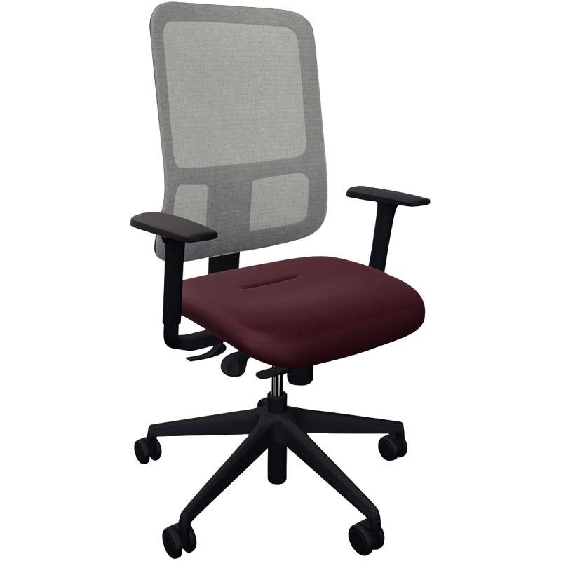Image de  Fauteuil Early Mesh dossier gris/assise bordeaux 