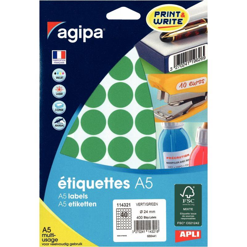 Image de  Etui de 400 pastilles de couleur diamètre 24mm vert 