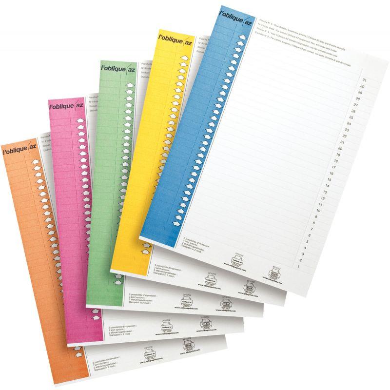 Image de  Paquet de 10 planches d''étiquettes pour dossiers suspendus armoire, numéro 9, coloris assortis 