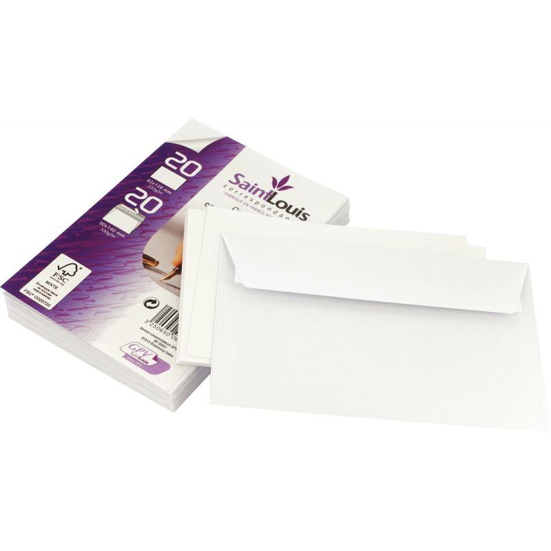 Image de  Paquet de 20 enveloppes 82x128mm avec 20 cartes de visite 90x140mm blanches 