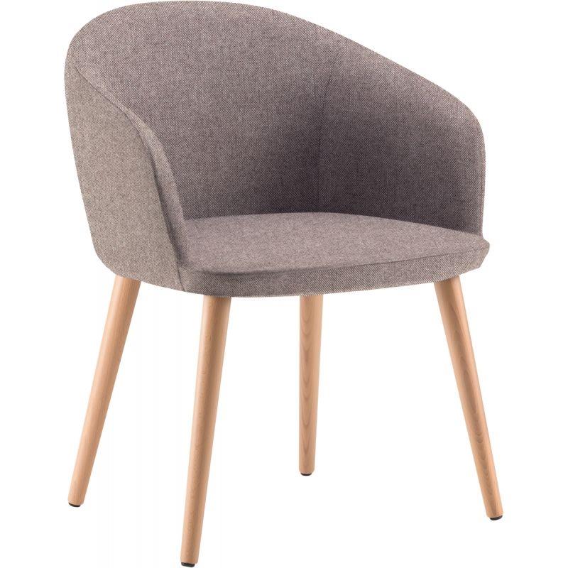 Image de  Fauteuil pieds bois Milos marron chiné 