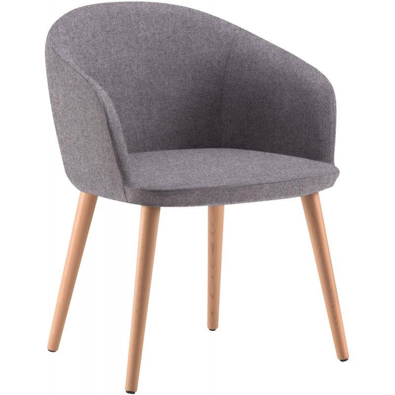 Image de  Fauteuil pieds bois Milos bleu gris chiné 