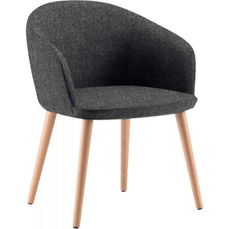 Image de  Fauteuil pieds bois Milos gris anthracite chiné 