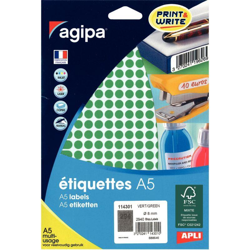 Image de  Etui de 2940 pastilles adhésives diamètre 8 mm vert 