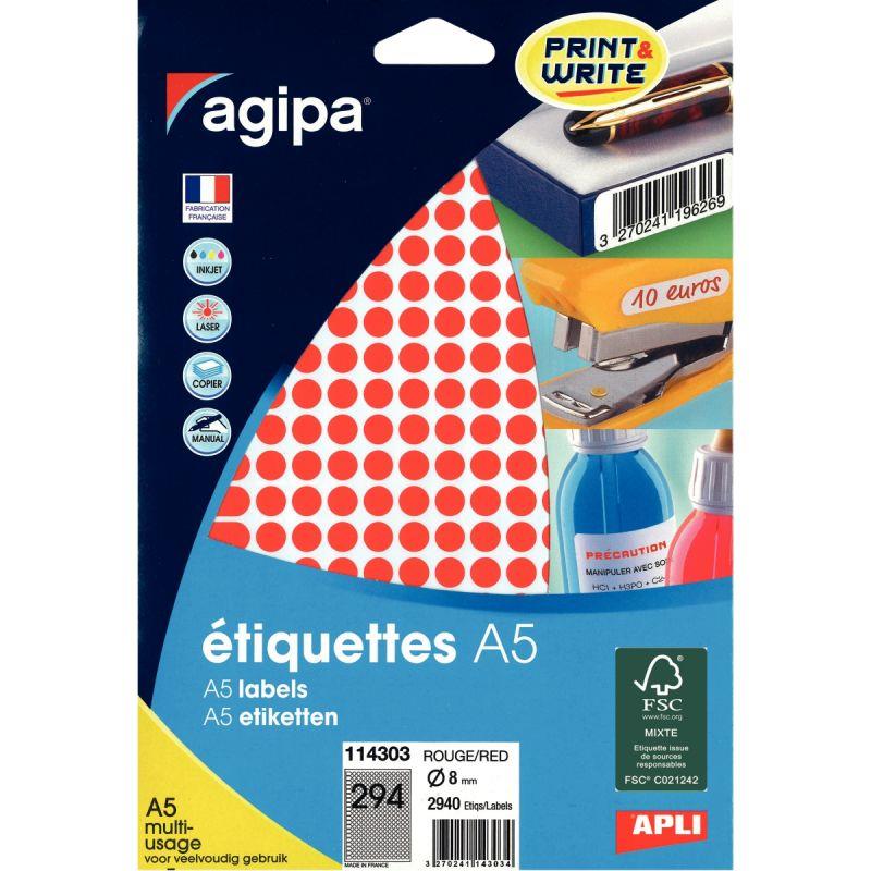 Image de  Etui de 2940 pastilles adhésives diamètre 8 mm rouge 