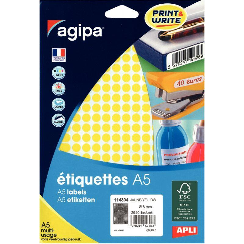 Image de  Etui de 2940 pastilles adhésives diamètre 8 mm jaune 