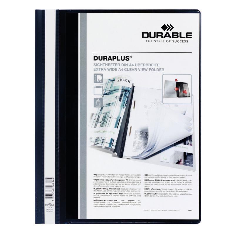 Ref. 43728, Chemise DURAPLUS personnalisable transparent/noir, marque DURABLE