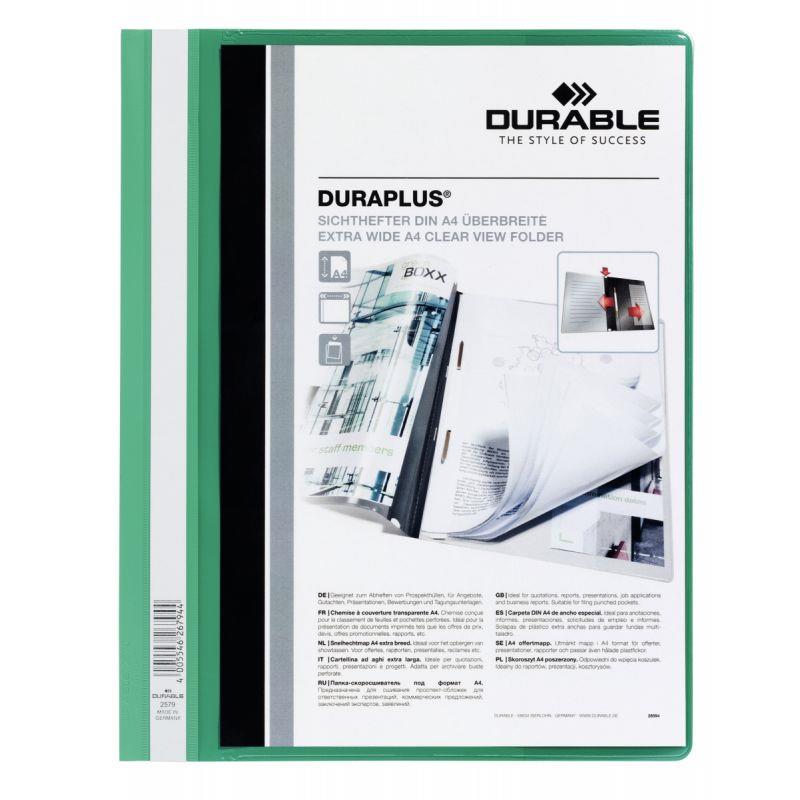 Ref. 44173, Chemise DURAPLUS personnalisable transparent/vert, marque DURABLE