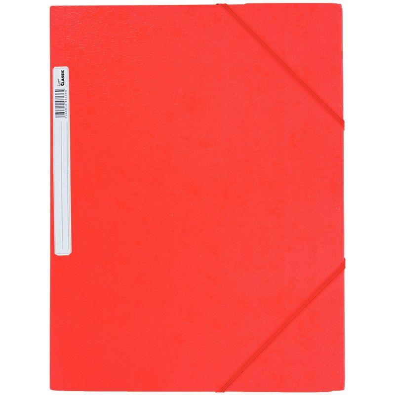 Image de  Chemise 3 rabats à élastiques en carte grainée 5/10ème 450g, rouge 