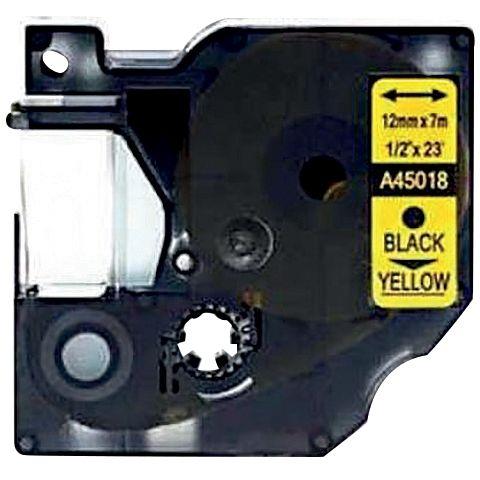 Ref. 48785, Recharge DYMO D1 noir sur jaune 12MM x 7M compatible, marque LAMA