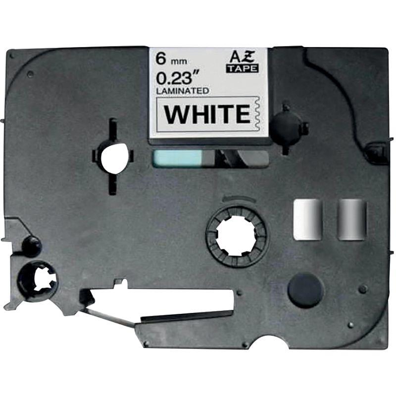 Ref. 48897, Recharge TZE noir sur BLANC 6MM x 8M compatible, marque LAMA