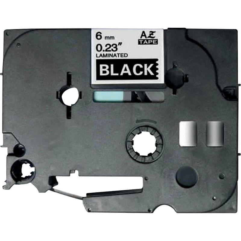 Ref. 48899, Recharge TZE blanc sur noir 6MM x 8M compatible, marque LAMA