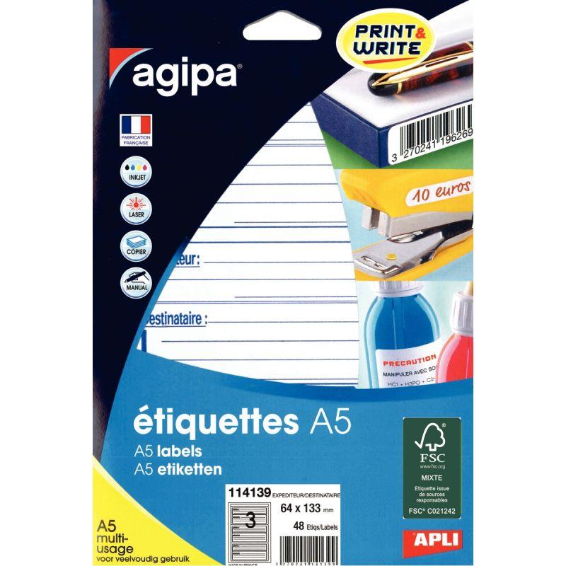 Image de  Boite de 48 étiquettes adhésives expéditeur / destinataire 133x64mm 
