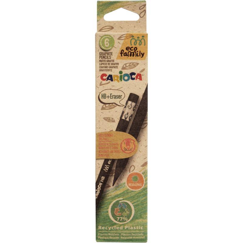 Image de  Pochette de 6 crayons graphite Éco family HB bout gomme 