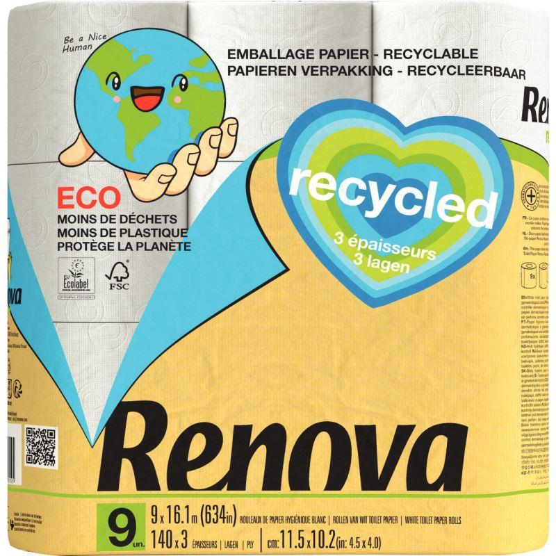 Image de  Lot de 9 rouleaux papier hygiènique Recycled 3 plis 