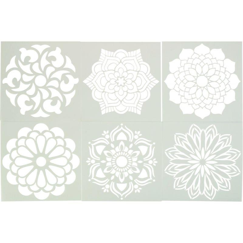 Image de  Lot de 6 pochoirs en plastique Mandala 