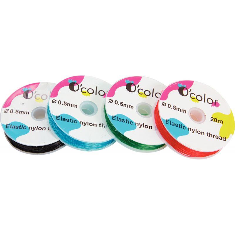 Image de  Lot 4 bobines 20 m fil nylon élastique coloris assortis 