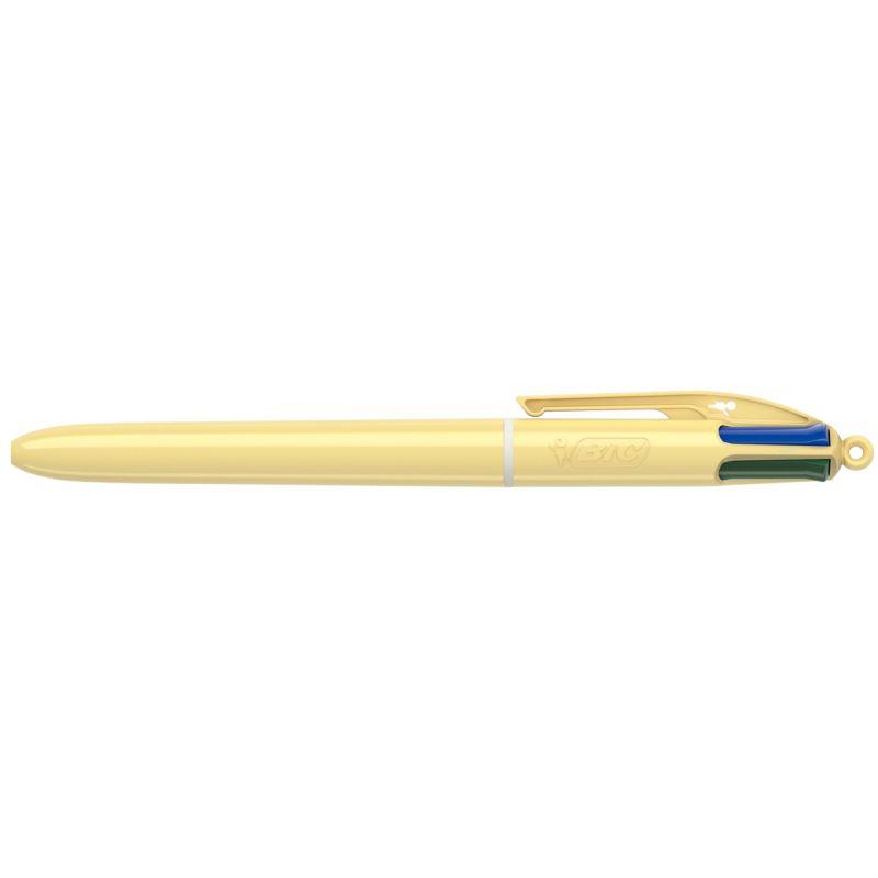 Image de  Stylo bille 4 couleurs pastel jaune 