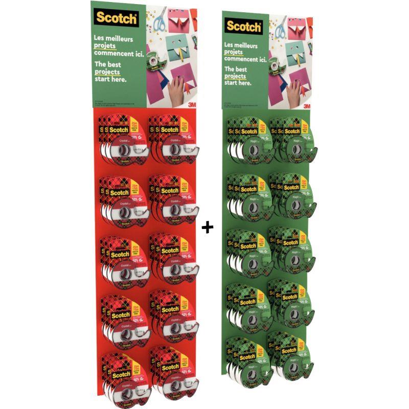 Image de  Présentoir de 60 rouleaux scotch mixtes Magic et Crystal 19mmx25m + 5 mètres gratuits 
